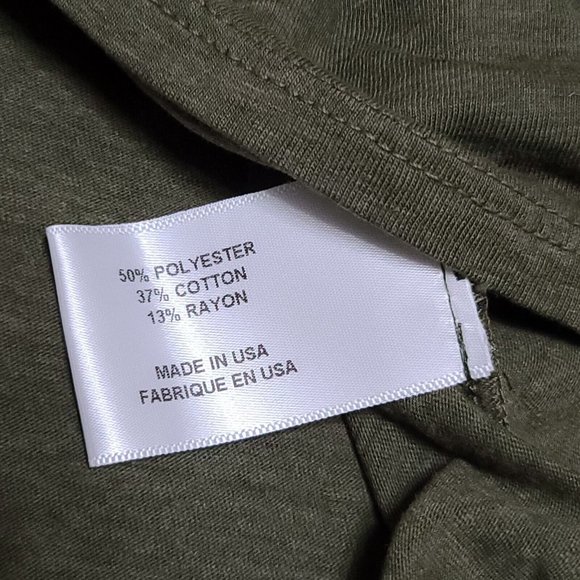 NWT Pam & Gela Cold Shoulder Tee Shirt Sz S Olive Green Crew Neck Short Sleeve - Picture 6 of 6